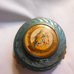 Vintage Victorian Style Motif Footed Metal Powder or Trinket Box